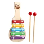 Baby Boutiq Guitar Xylophone for Kids, Wooden Xylophone Toy with 5 Knocks Child Safe Mallets for Educational & Preschool Learning Music Enlightenment - Musical Instruments - 5 Notes, 1 Xylophone, 2 Sticks