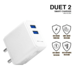Mobile Charger Duet 2( 2.4 amp)With Type C (Type C Cable Included)  (White)