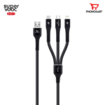Super Vooc 3 In 1 Multi Port Charging (30W) 6 A 1.5 M USB Type C Cable (Compatible With Mobiles,Tablets, One Cable)(Black)