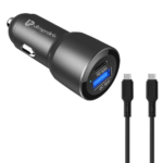 Shop-O-Holics |Ultraprolink Mach60 | Type C Fast Car Charger | 60W Dual Port Car Charger | 30W QC3.0 Port + 30W PD-PPS Port | Supports All iPhone, Xiaomi, Nothing, Pixel Phones & MacBook Air UM1158 (Black)